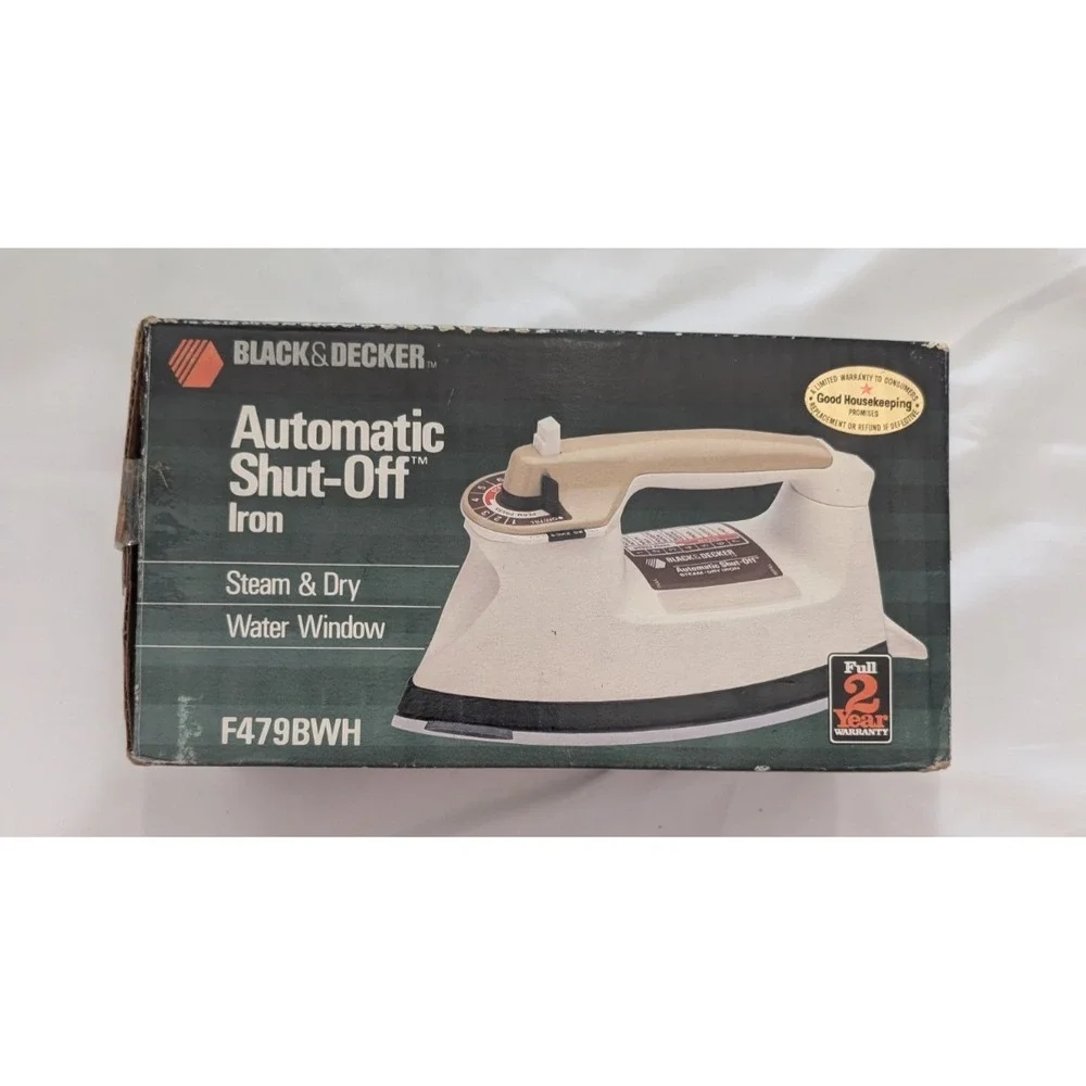 Vintage 1980s Black & Decker Automatic Shut-Off Iron Steam & Dry - F479BWH